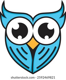  light blue owl icon with a modern minimalist creative design. A symbol of brightness, intelligence and professionalism. Suitable for brand, business and corporate product identities

