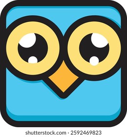  light blue owl icon with a modern minimalist creative design. A symbol of brightness, intelligence and professionalism. Suitable for brand, business and corporate product identities


