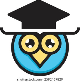  light blue owl icon with a modern minimalist creative design. A symbol of brightness, intelligence and professionalism. Suitable for brand, business and corporate product identities

