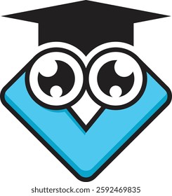  light blue owl icon with a modern minimalist creative design. A symbol of brightness, intelligence and professionalism. Suitable for brand, business and corporate product identities


