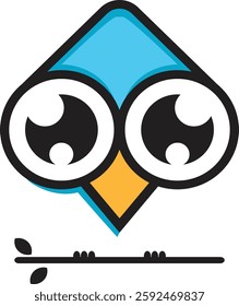  light blue owl icon with a modern minimalist creative design. A symbol of brightness, intelligence and professionalism. Suitable for brand, business and corporate product identities

