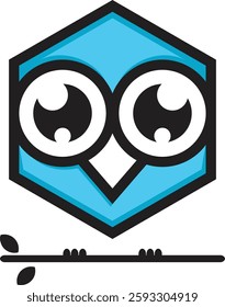 light blue owl icon with a modern minimalist creative design. A symbol of brightness, intelligence and professionalism. Suitable for brand, business and corporate product identities