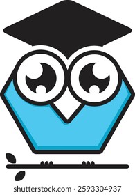 light blue owl icon with a modern minimalist creative design. A symbol of brightness, intelligence and professionalism. Suitable for brand, business and corporate product identities