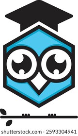 light blue owl icon with a modern minimalist creative design. A symbol of brightness, intelligence and professionalism. Suitable for brand, business and corporate product identities