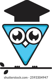light blue owl icon with a modern minimalist creative design. A symbol of brightness, intelligence and professionalism. Suitable for brand, business and corporate product identities