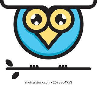 light blue owl icon with a modern minimalist creative design. A symbol of brightness, intelligence and professionalism. Suitable for brand, business and corporate product identities