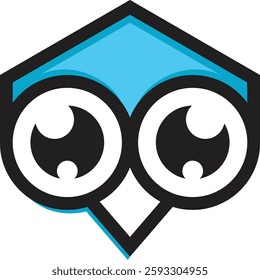 light blue owl icon with a modern minimalist creative design. A symbol of brightness, intelligence and professionalism. Suitable for brand, business and corporate product identities