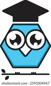 light blue owl icon with a modern minimalist creative design. A symbol of brightness, intelligence and professionalism. Suitable for brand, business and corporate product identities
