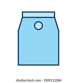 bolsa de embalaje azul claro sobre un diseño de ilustración vectorial de fondo blanco