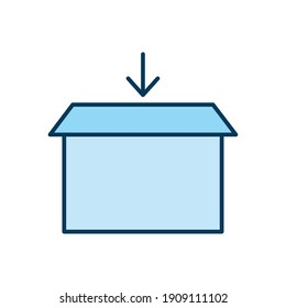 light blue packing box with one arrow vector illustration design