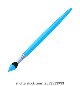 Light blue paintbrush with paint on bristles. Art supply, painting, and creativity concept. Flat vector illustration isolated on a white background	
