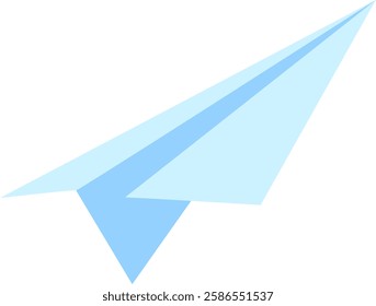 Light blue paper plane soaring through the sky, symbolizing freedom, travel, communication, and the joy of leisure. Evoking feelings of hope, dreams, and adventure