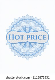 Light blue passpLight blue abstract rosette with text Hot Price insideort style rossete with text Hot Price inside