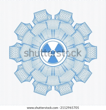 Light blue passport emblem. with nuclear, radioactive icon inside
