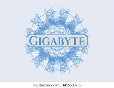 Light Blue Passport Money Rosette With Text Gigabyte Inside