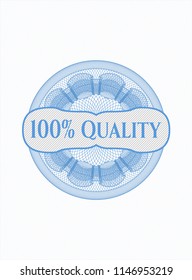 Light blue passport money rossete with text 100% Quality inside