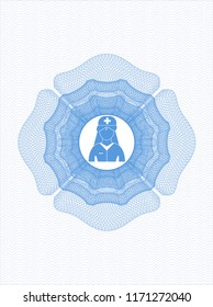 Light blue passport money rossete with nurse icon inside