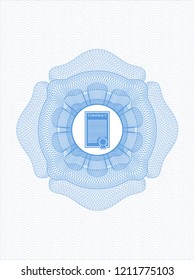 Light blue passport money rossete with contract icon inside