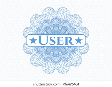 Light blue passport money rossete with text User inside