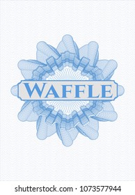  Light blue passport money style rossete with text Waffle inside