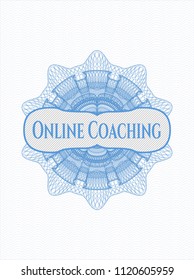 Light blue passport money style rossete with text Online Coaching inside