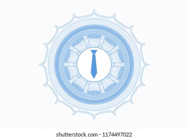 Light blue passport money style rossete with necktie icon inside