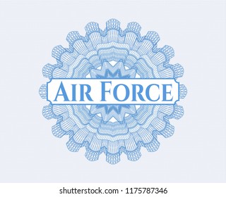 Light blue passport money style rossete with text Air Force inside