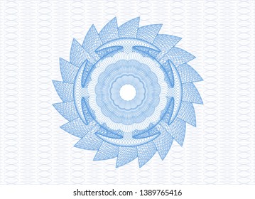 Light blue passport money style rosette. Vector Illustration. Detailed.