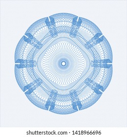 Light blue passport money style rosette. Vector Illustration. Detailed.