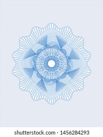 Light blue passport money style rosette. Vector Illustration. Detailed.