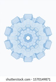 Light blue passport money style rosette. Vector Illustration. Detailed.