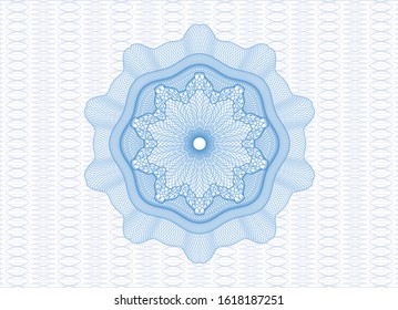 Light blue passport money style rosette. Vector Illustration. Detailed.