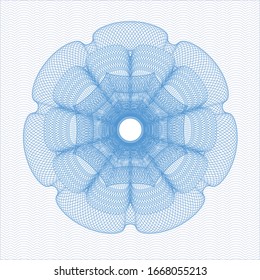 Light blue passport money style rosette. Vector Illustration. Detailed.