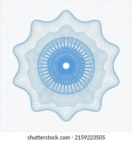 Light blue passport money style rosette. Vector Illustration. Detailed. 