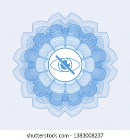 Light blue passport rosette with blind icon inside