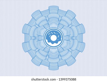 Light blue passport rosette with donut icon inside