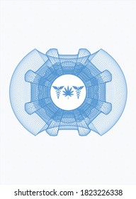 Light blue passport rosette. with medicinal weed icon inside