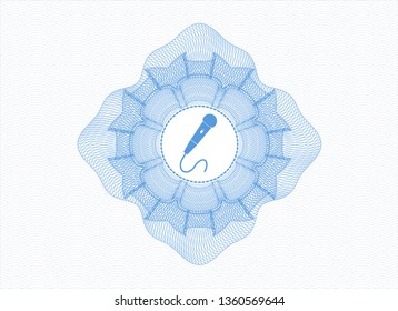 Light blue passport rosette with microphone icon inside