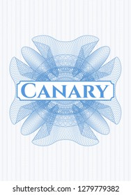 Light blue passport rosette with text Canary inside