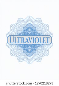 Light blue passport rosette with text Ultraviolet inside