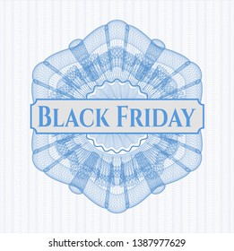 Light blue passport rosette with text Black Friday inside