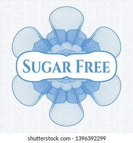 Light blue passport rosette with text Sugar Free inside