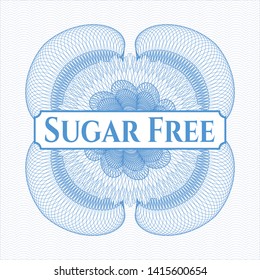 Light blue passport rosette with text Sugar Free inside