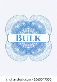 Light blue passport rosette with text Bulk inside