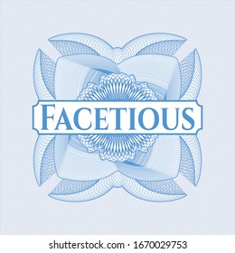 Hellblauer Reisepass Rosette mit Text Facetisch innen