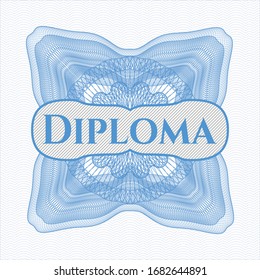 Rosette de pasaportes azul claro con texto Diploma dentro