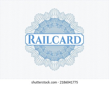 Rosette de pasaportes azul claro con texto Tarjeta ferroviaria dentro