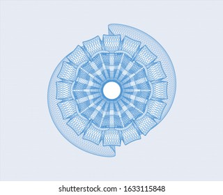 Light blue passport rosette. Vector Illustration. Detailed.