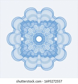 Rosette de pasaportes azul claro. Ilustración vectorial. Detallado.