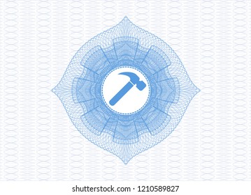 Light blue passport rossete with hammer icon inside